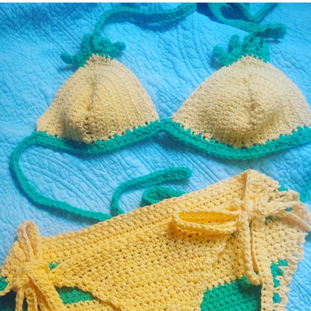 Pineapple bikini 100% handmade